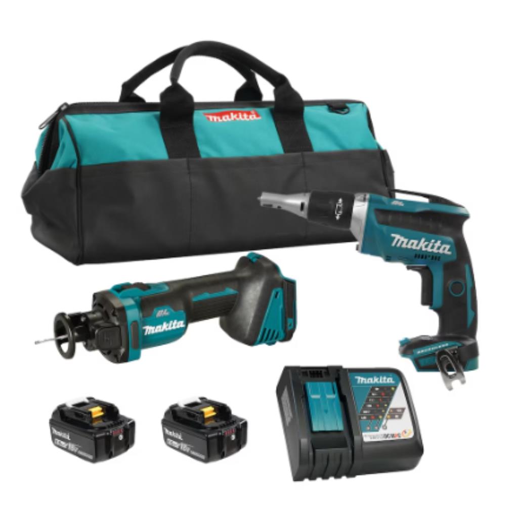 Makita DLX2473GX1 18V LXT Brushless 2PC Drywall Combo Kit