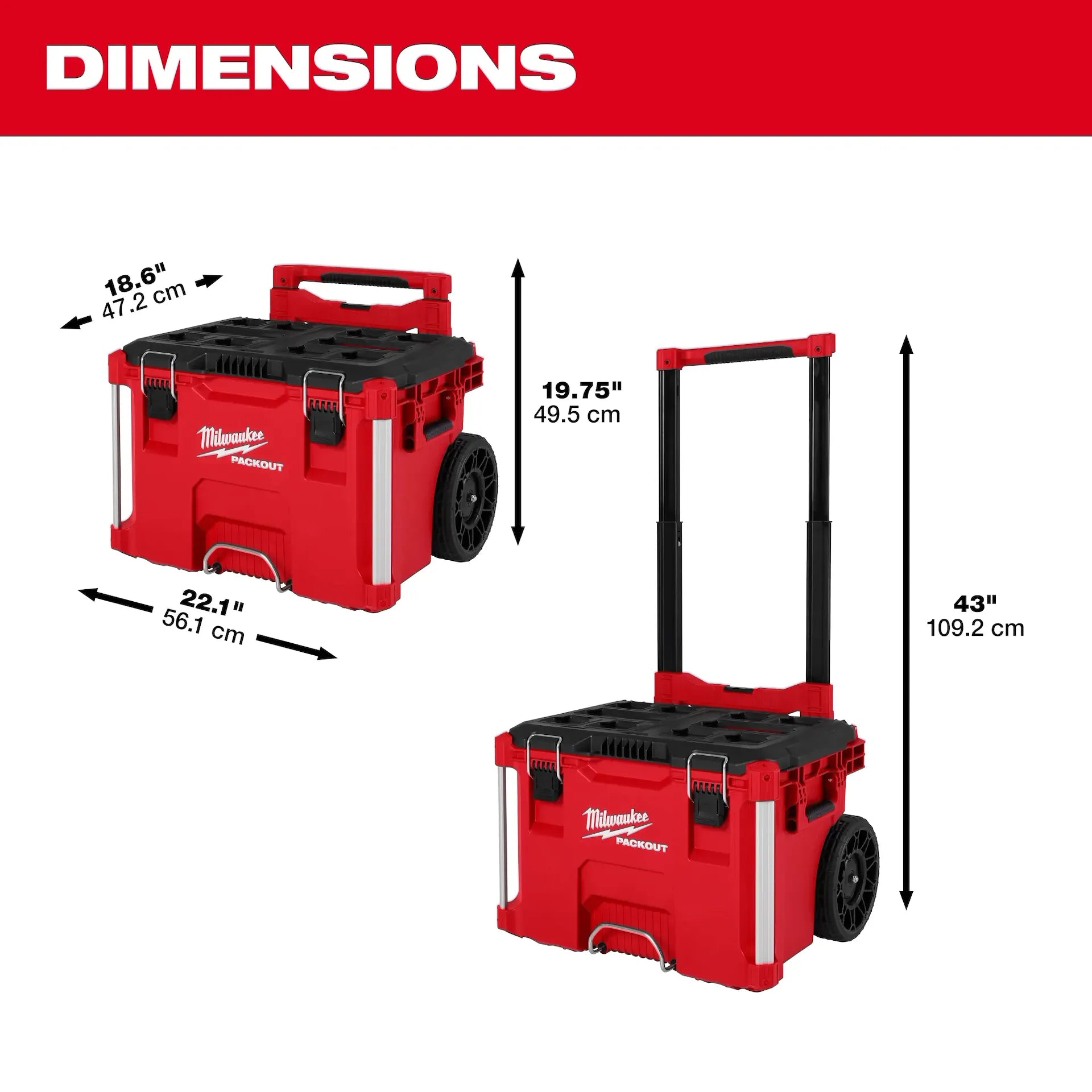 Milwaukee 48-22-8027 PACKOUT™ 19.75 in 18.6 in 250 lb Low-Profile Handle