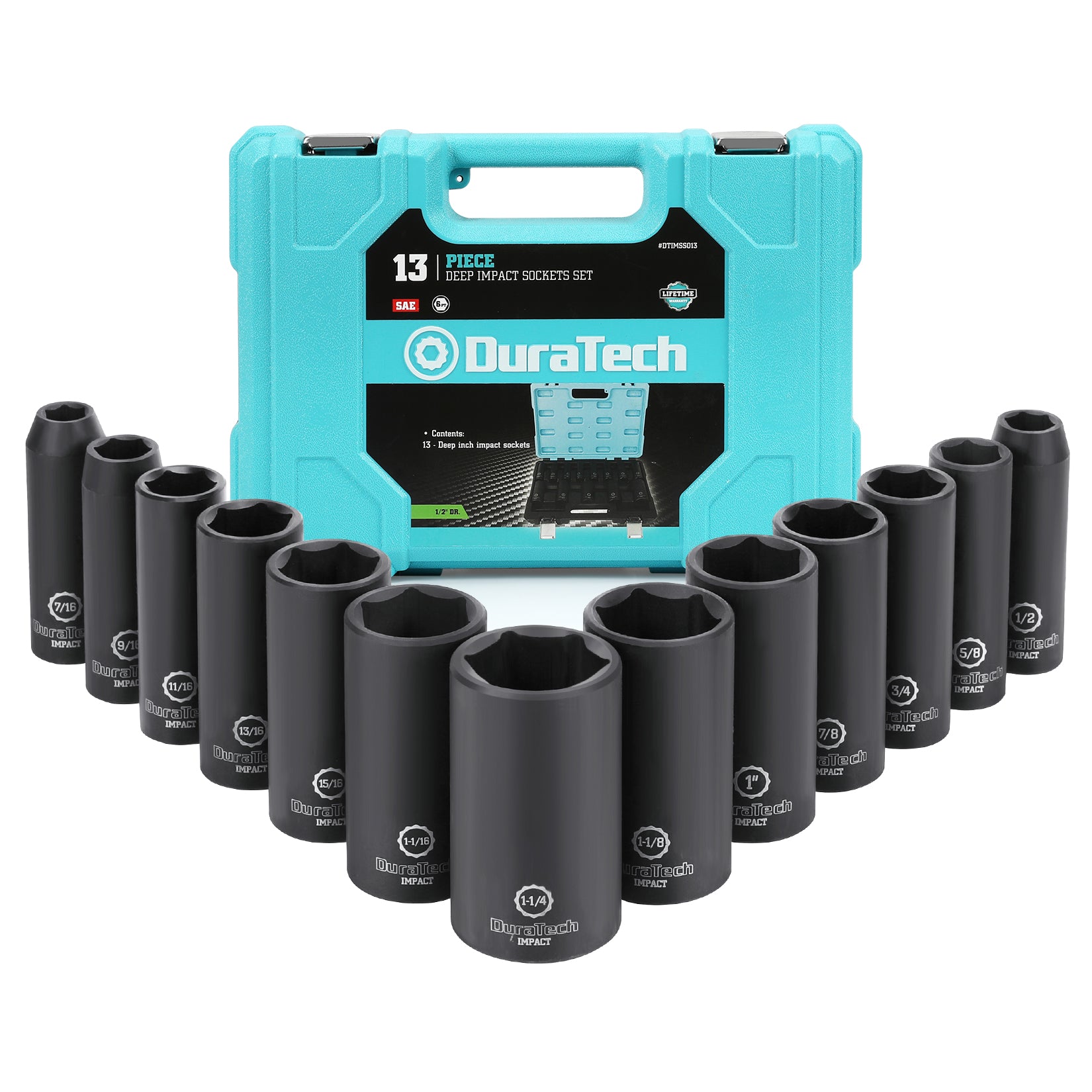 Duratech DTIMSS013 1/2in Deep Drive Impact Socket Set 13-PC