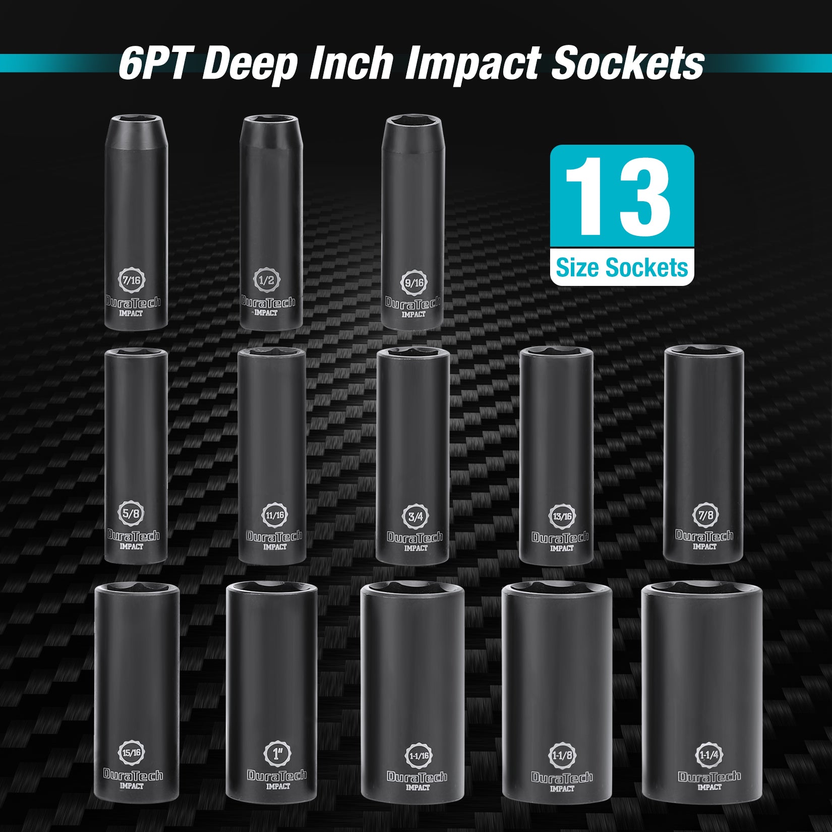 DURATECH DTIMSS013 1/2 Inches DEEP DRIVE IMPACT SOCKET SET 13PC