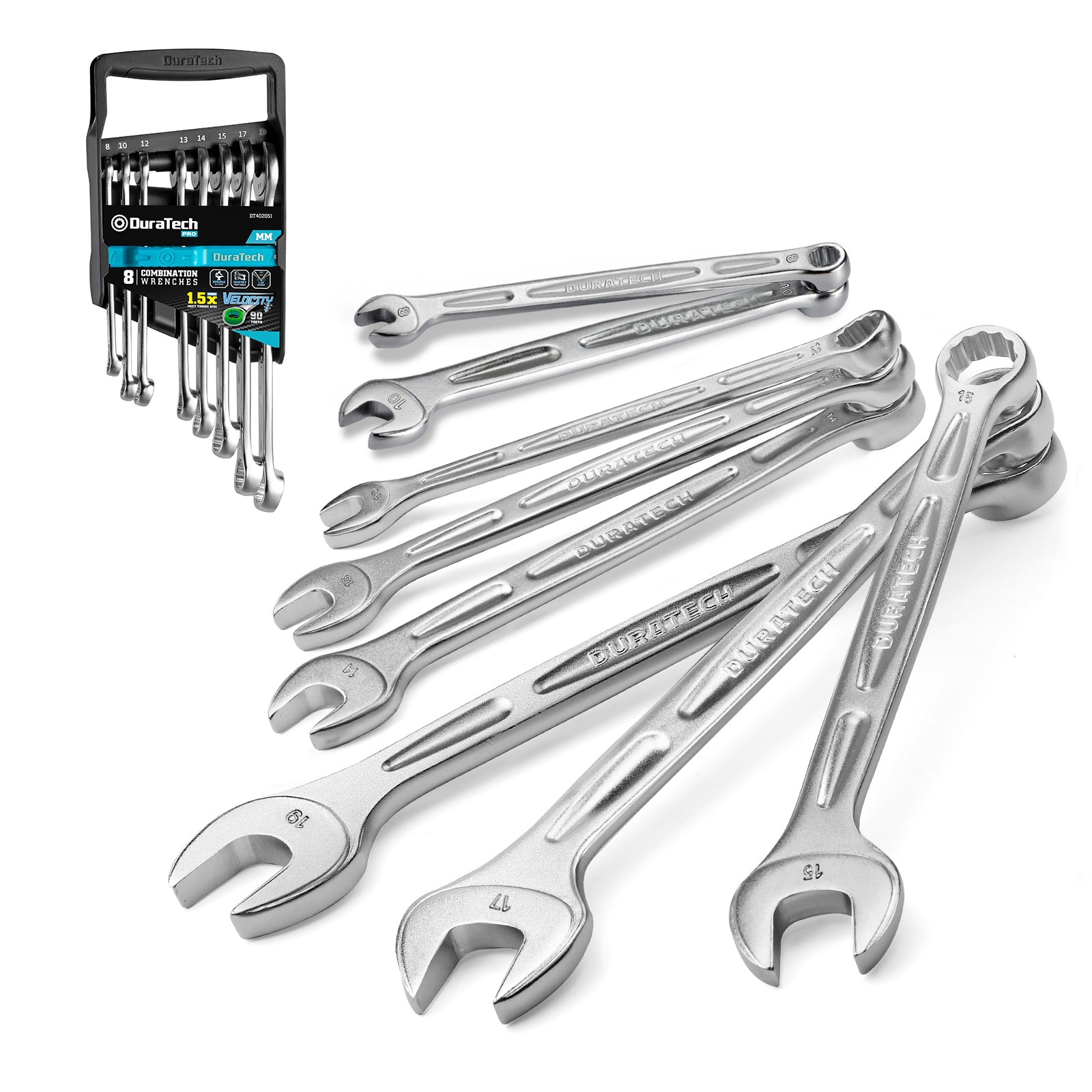 DURATECH DT402051 COMBINATION WRENCH METRIC CRV SET (8,10,12,13,14,15,17,19mm) 8PC