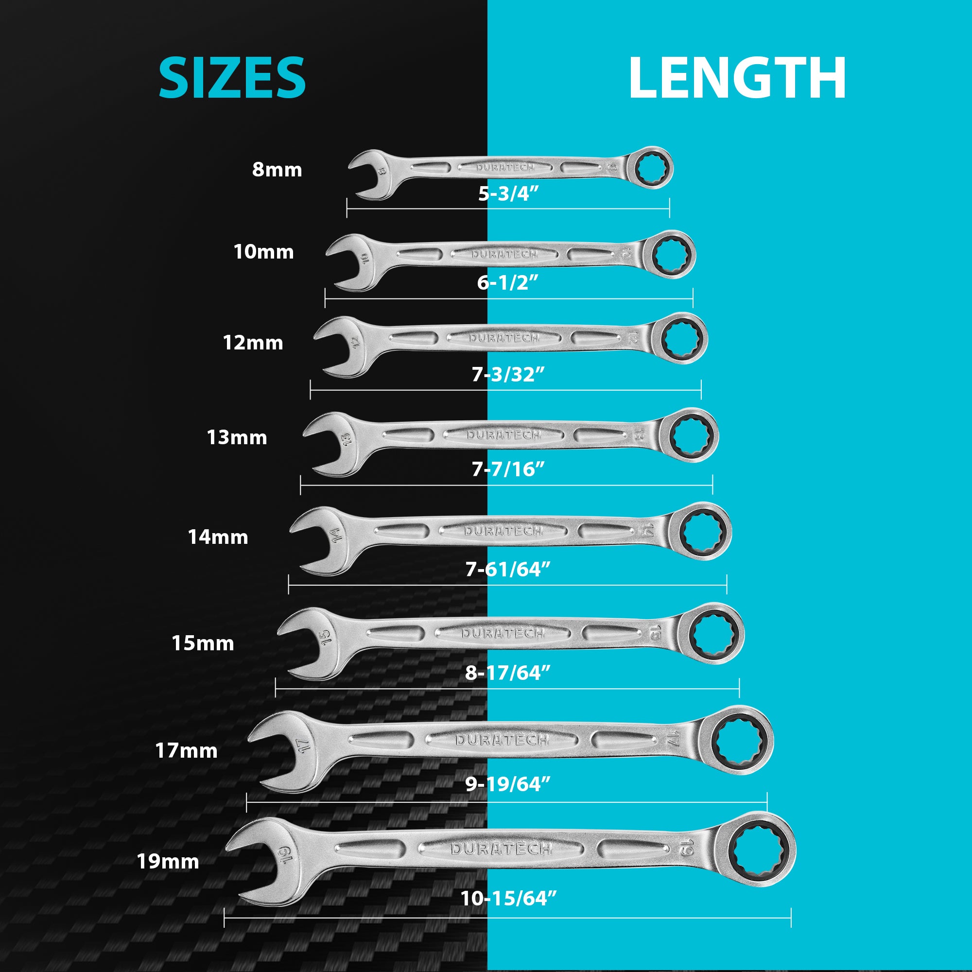 DURATECH DT402053 RATCHET 90-TOOTH COMBINATION WRENCH METRIC