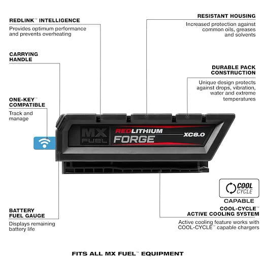 Milwaukee MXFXC608 REDLITHIUM™ FORGE™ Lithium-Ion 8 Ah 45 min Rechargeable Battery Pack