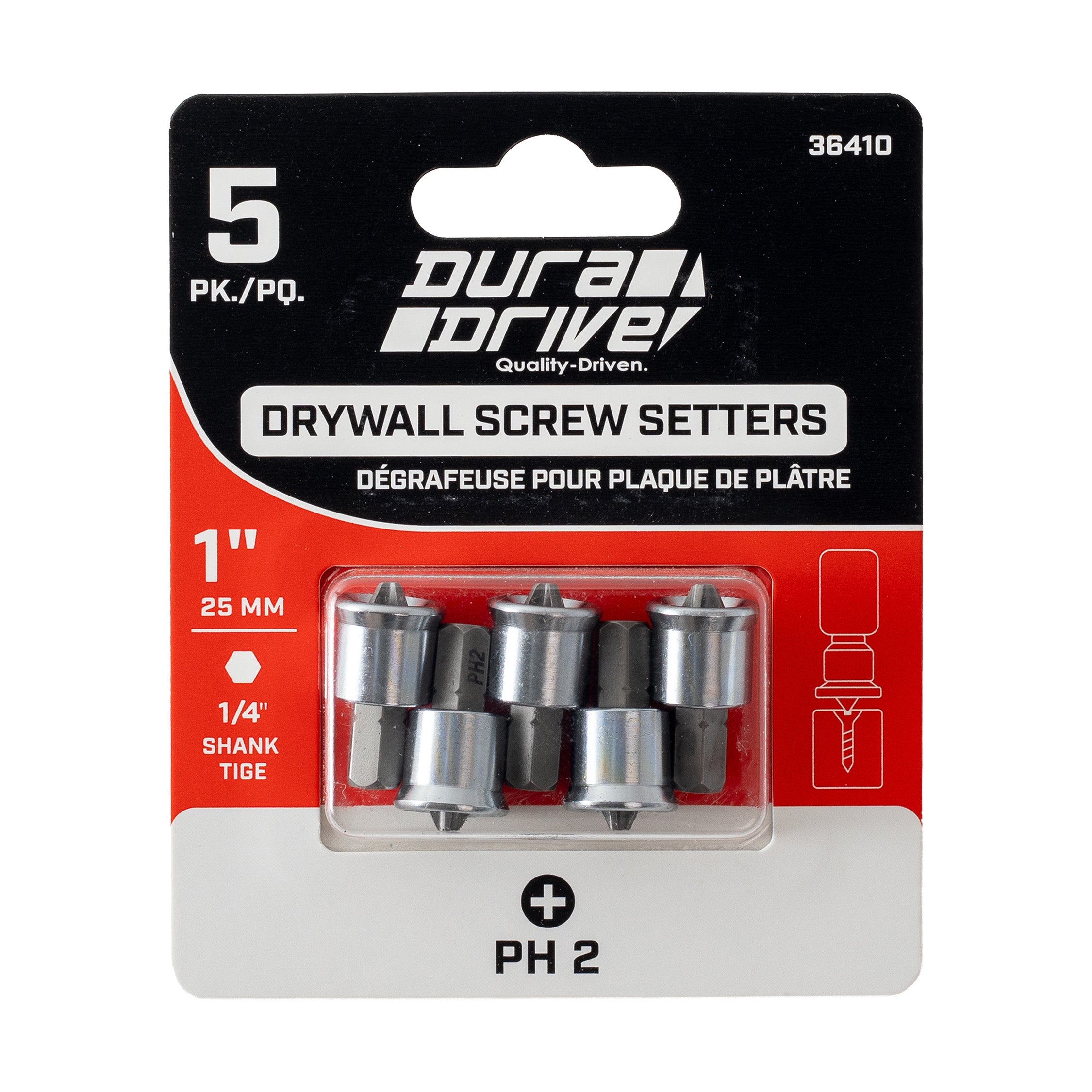 DuraDrive 2.0 PH2 x 1" Drywall Dimpler Bit (5-Pack)