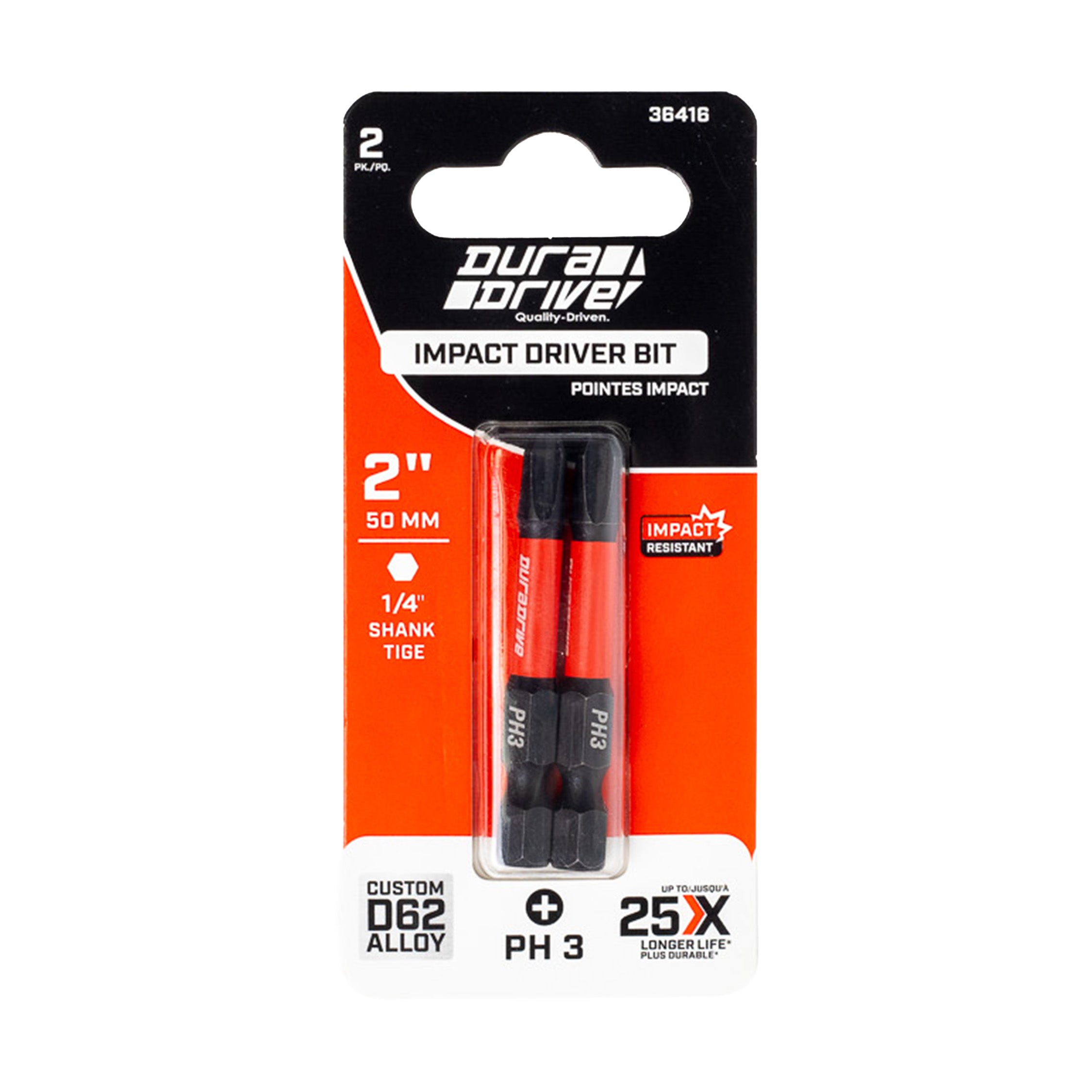 DuraDrive 2.0 PH3 x 2" Impact Driver Bit (2-Pack)
