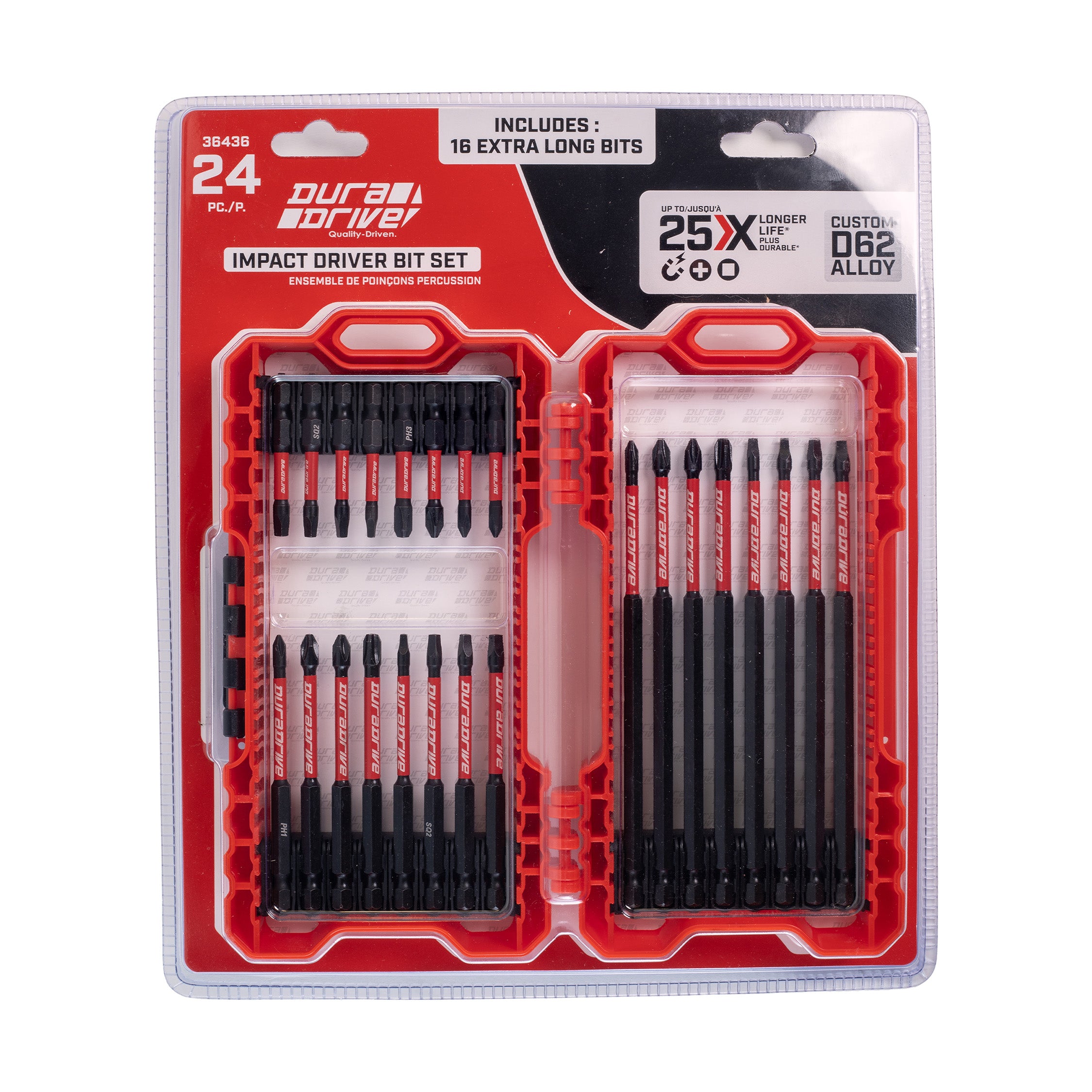DuraDrive 2.0 Extra-Long Impact Driver Bit Set (24-Pieces)