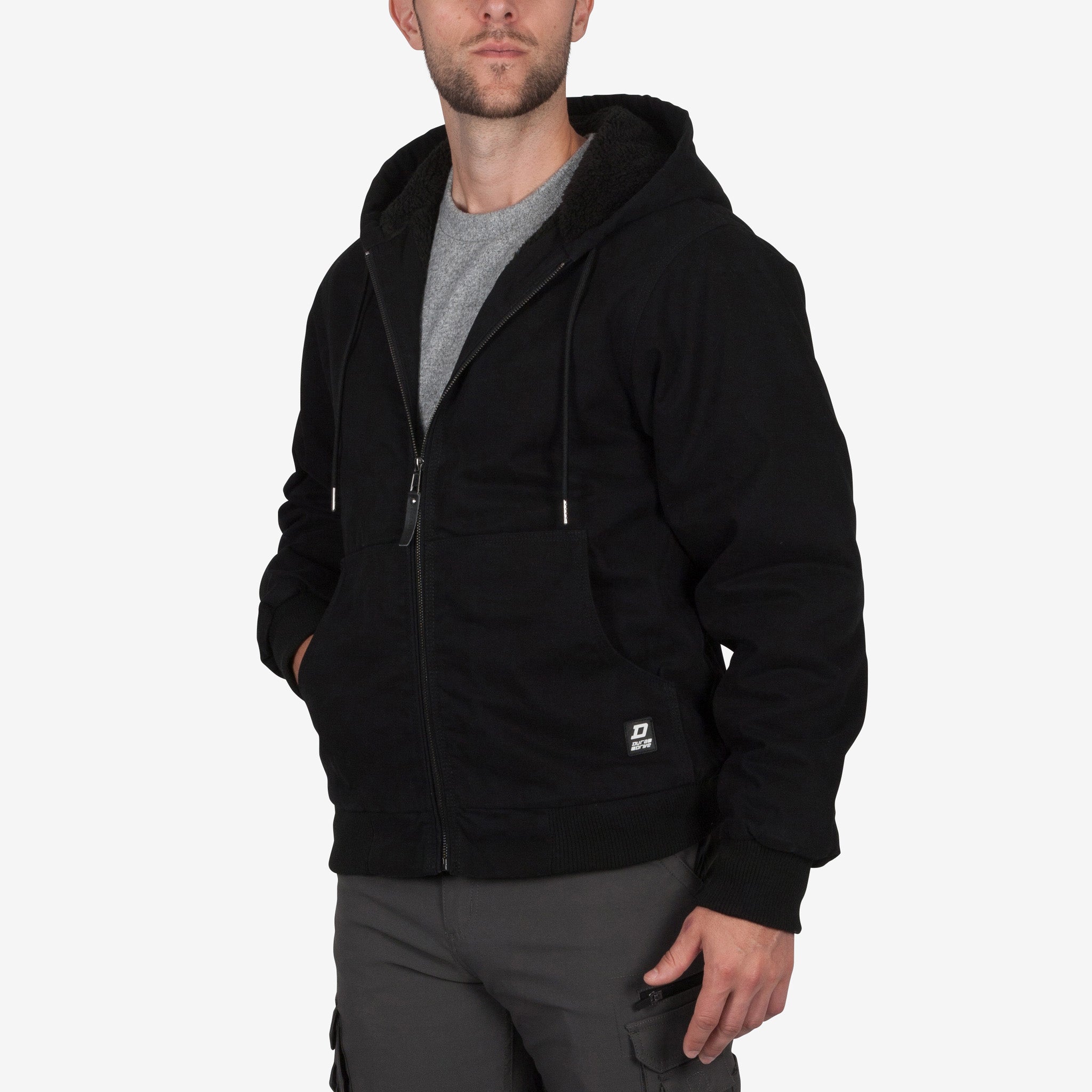 DuraDrive Sherpa-Lined Canvas Hoodie Jacket