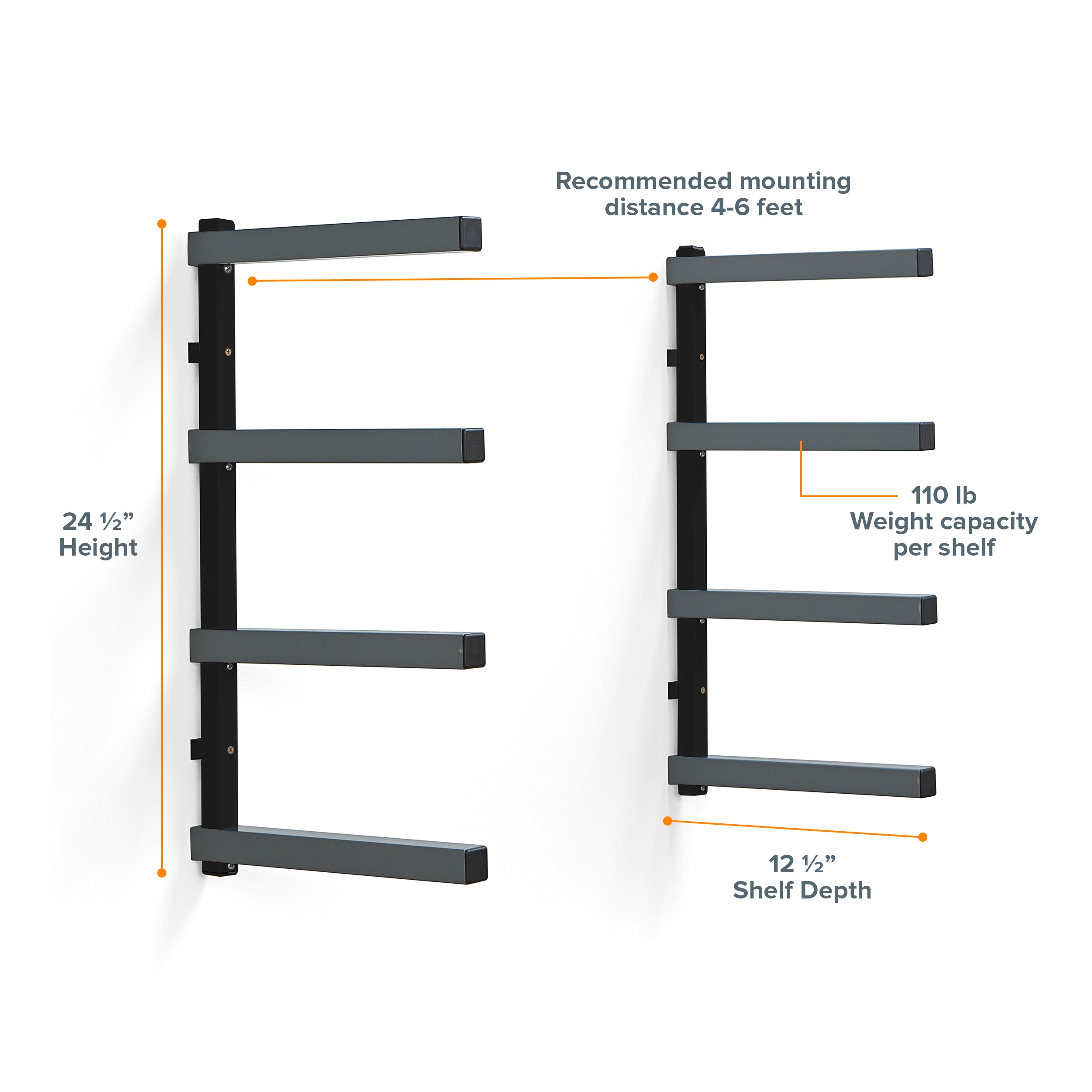 BORA PBR-004B 4-TIER WALL STORAGE RACK