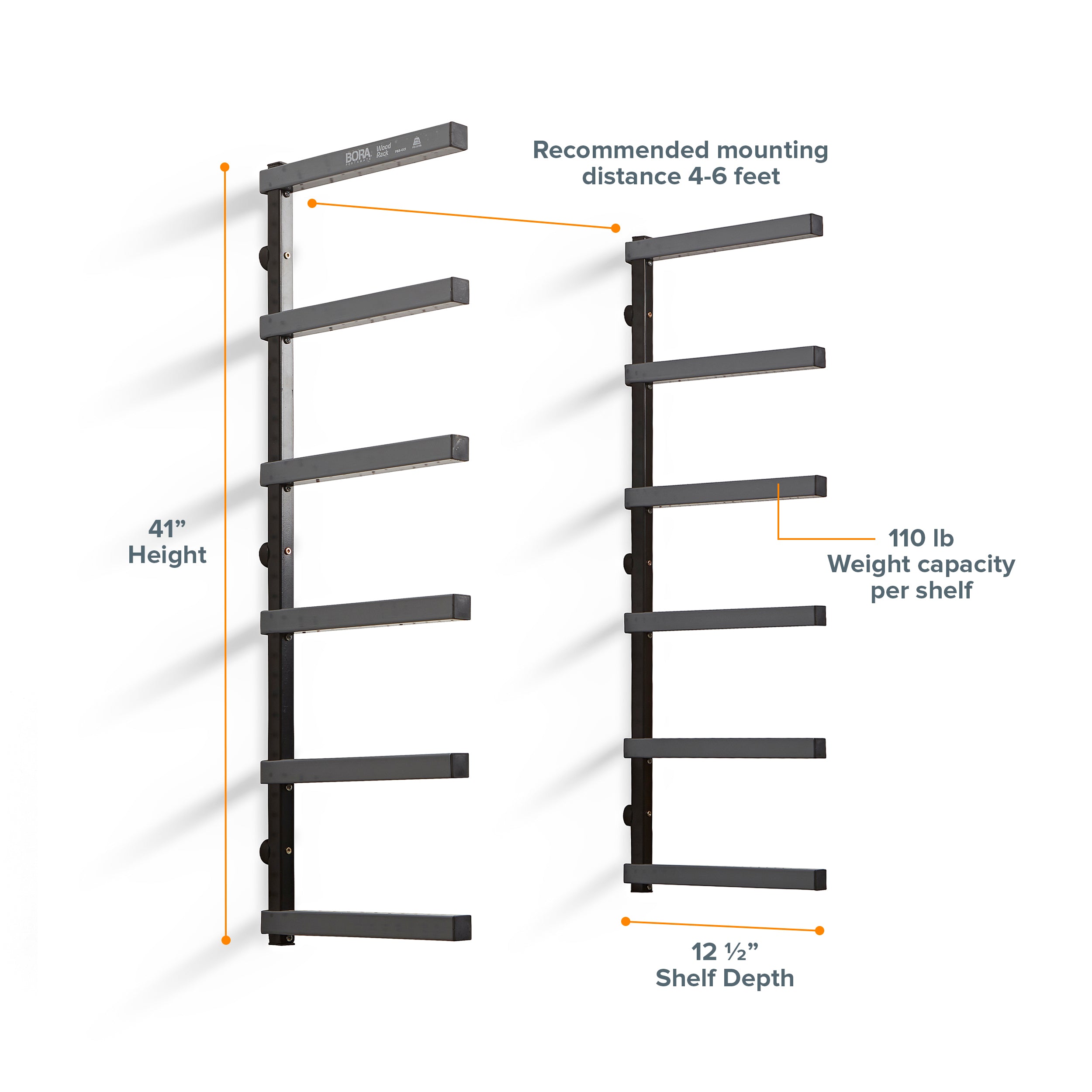 BORA PBR-006B 6-TIER WALL STORAGE RACK