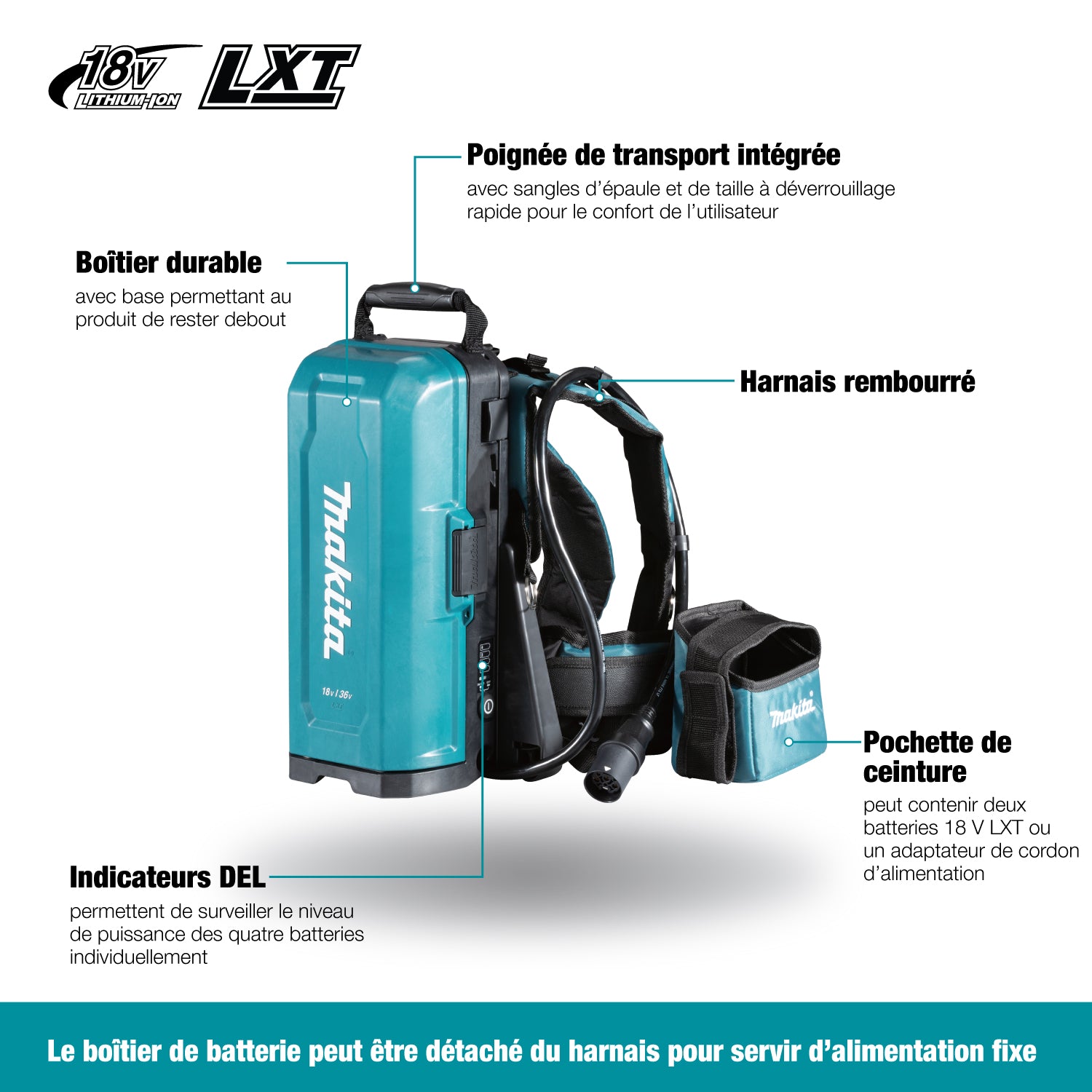MAKITA PDC01X2 18V LXT Portable Backpack Power Supply Kit (5.0Ah x2)
