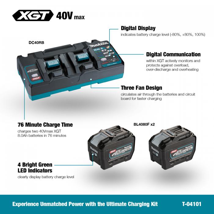 MAKITA T-04101 40V max XGT Dual Port Rapid Charger Starter Kit (8.0Ah x2)