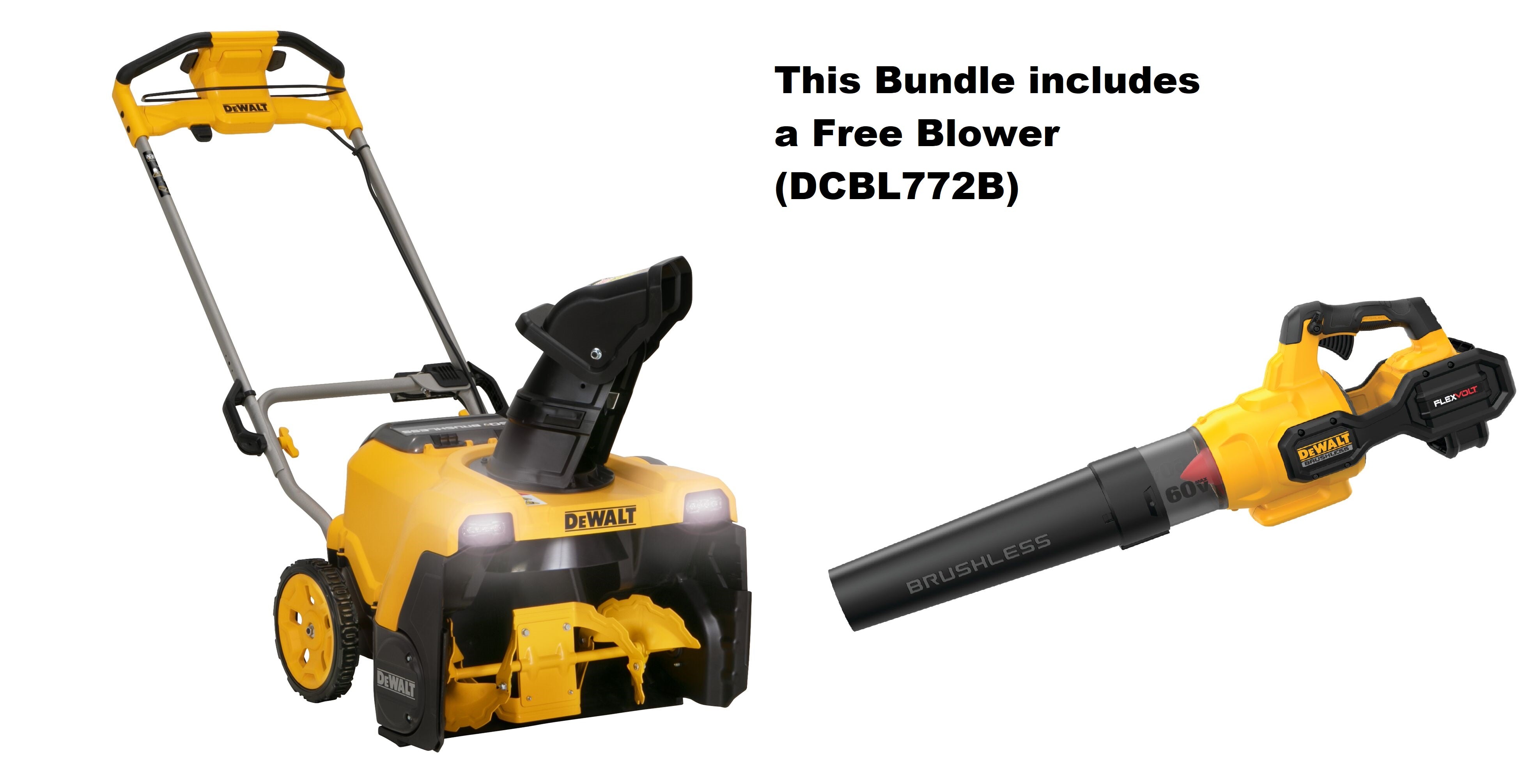 DEWALT PROMO ONLY* DCSNP2142Y2-CA/DCBL772B 60V SINGLE STAGE SNOW BLOWER KIT 12.0AH + FREE BLOWER