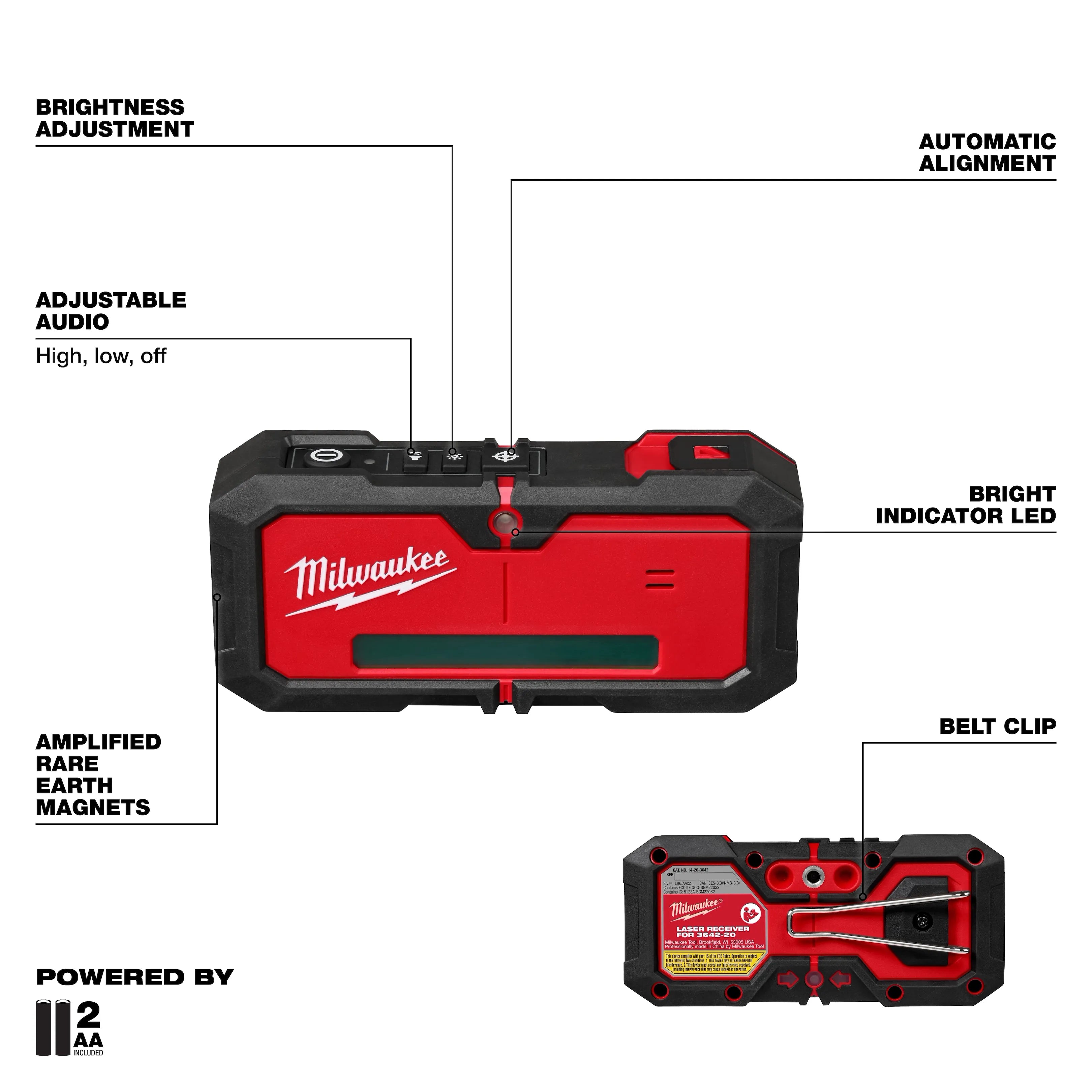 Milwaukee 3642-21 M12 360X3 Green Line Laser Kit, Auto-Align