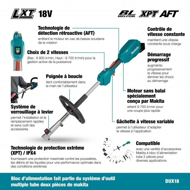 MAKITA DUX18Z 18V LXT Brushless Split Shaft Power Unit, Tool Only