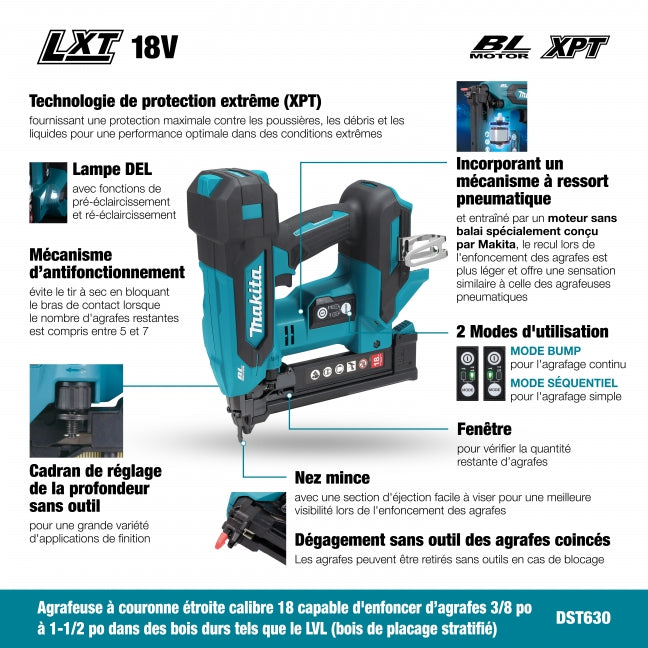 MAKITA DST630Z 18-Gauage x 1-1/2 In. Narrow Crown Stapler (Tool Only)