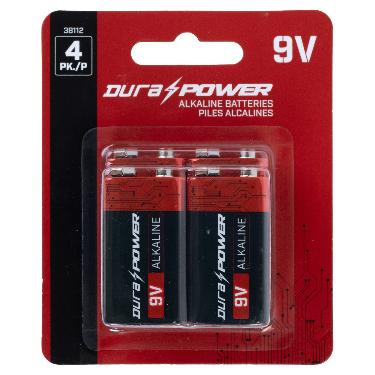DuraPower 9V Alkaline Batteries (4-Pack)