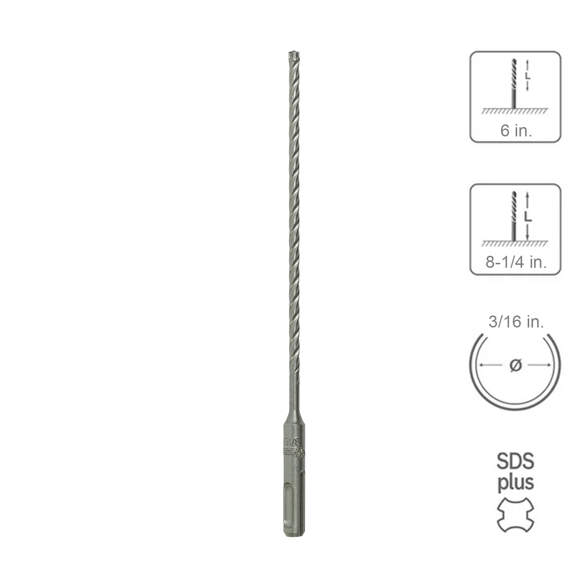 Sabercut 3/16 in. x 6 x 8-1/4 in. 4-Cutter SDS Plus Drill Bit