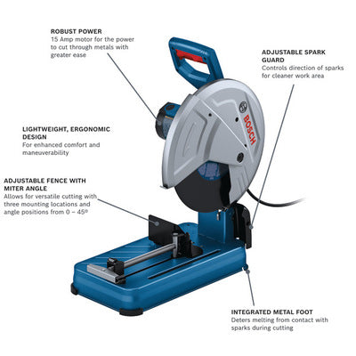 Bosch GCO15-14 15Amp, 14 Inches Metal Cut Off Chop Saw