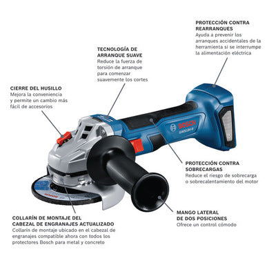 Bosch GWS18V-8N 18V Brushless 4-1/2 Inches Angle Grinder with Slide Switch (Bare Tool)