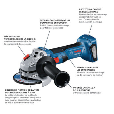 Bosch GWS18V-8N 18V Brushless 4-1/2 Inches Angle Grinder with Slide Switch (Bare Tool)