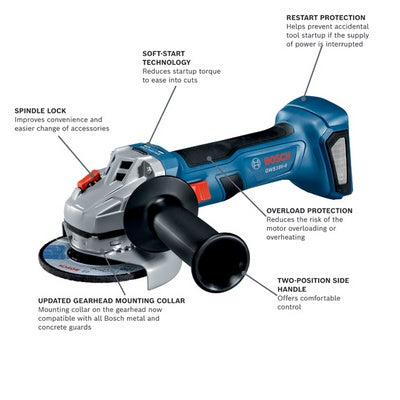 Bosch GWS18V-8N 18V Brushless 4-1/2 Inches Angle Grinder with Slide Switch (Bare Tool)