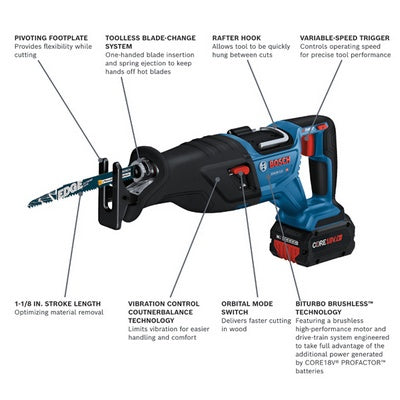 Bosch GSA18V-110N Cordless Reciprocating Saw (Bare Tool)