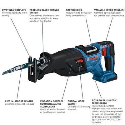 Bosch GSA18V-110N Cordless Reciprocating Saw (Bare Tool)