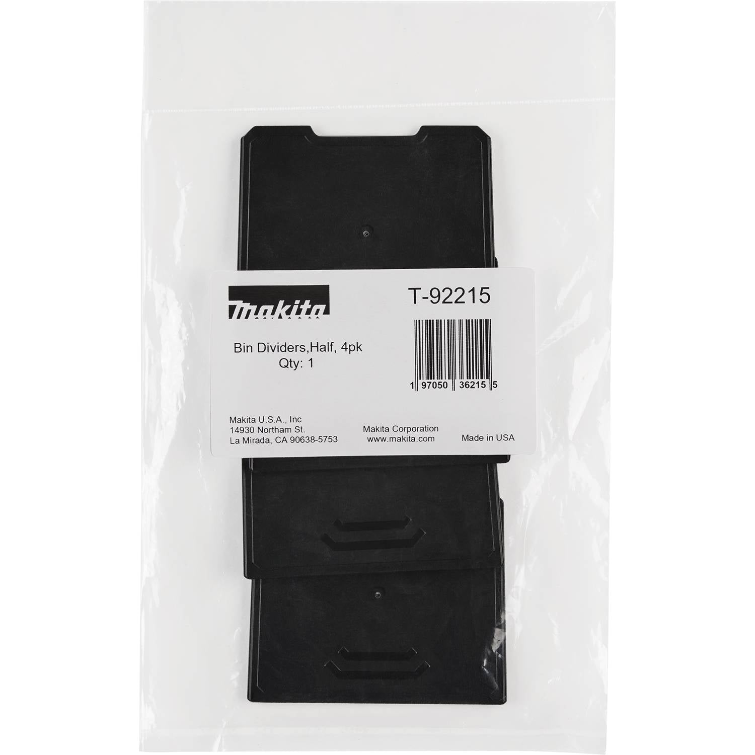 Makita Maktrak™ T-92215 4Pc Half Standard Bin Dividers Set (For T-90059)