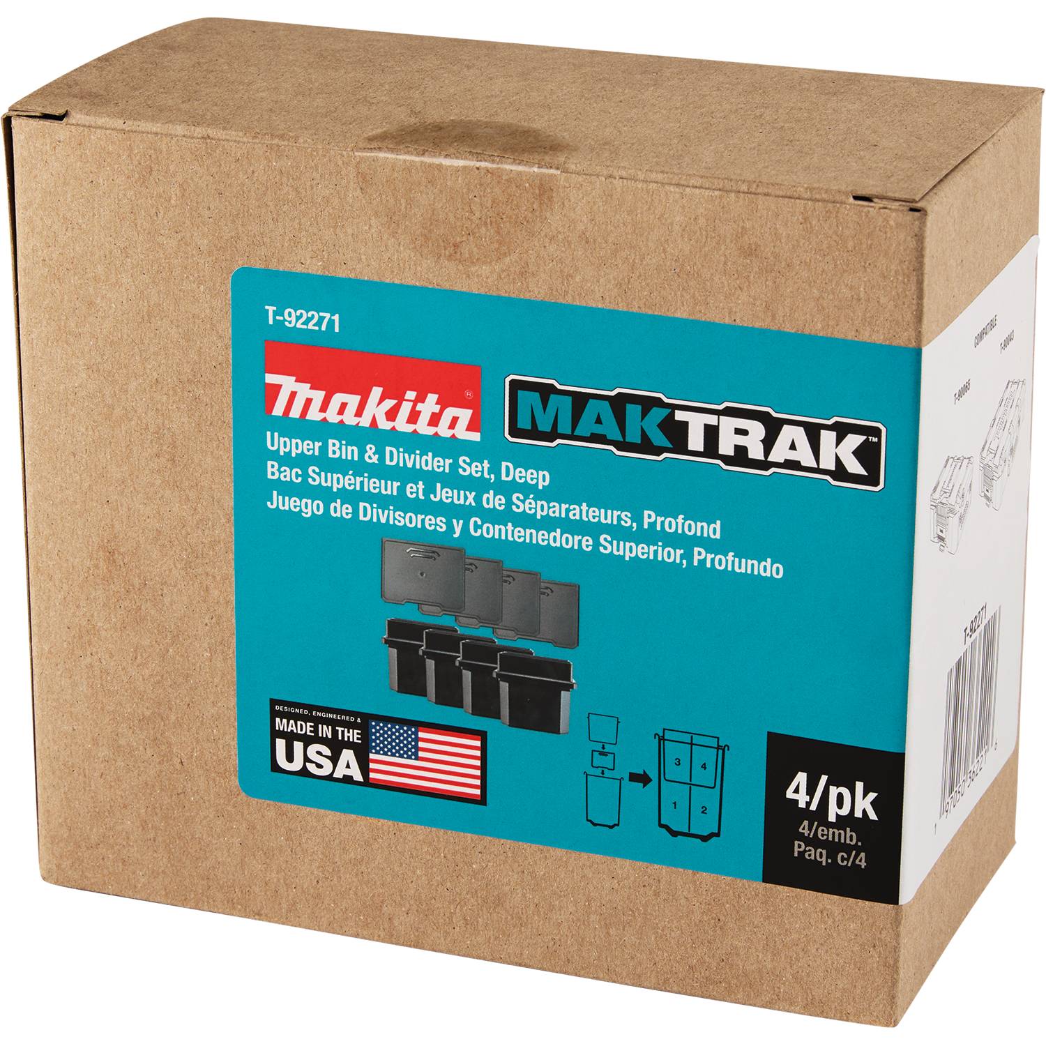 Makita Maktrak™ T-92271 4Pc Deep Standard Upper Bin and Divider Set (For T-90043/T-90065)