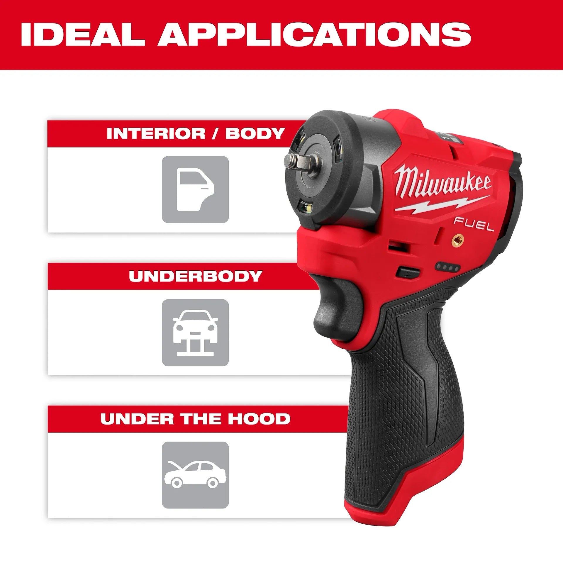 Milwaukee 3049-20 M12 FUEL 3/8in Sub-Compact Impact Wrench with Friction Ring (Tool Only)