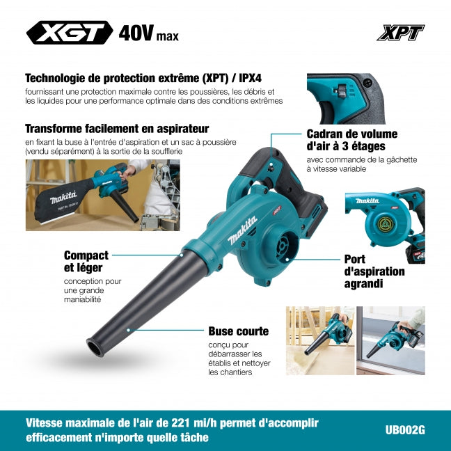 MAKITA UB002GZ 40Vmax XGT 127CFM Blower, Tool Only