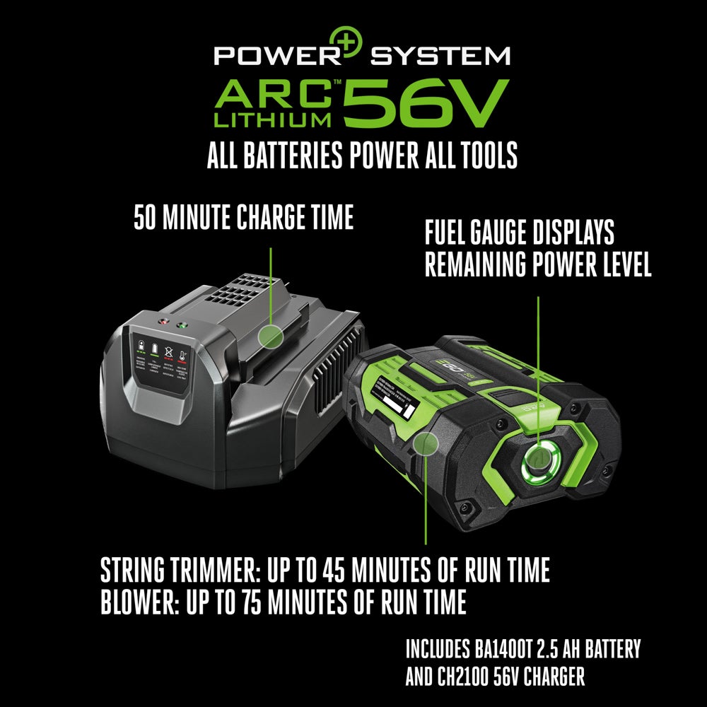 EGO ST6151LB 56V POWER+ String Trimmer & Leaf Blower Combo Kit (ST1510T+LB6150 w/2.5Ah battery)