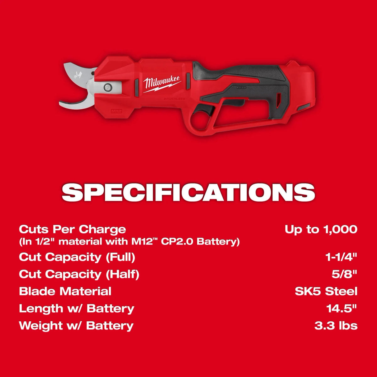 Milwaukee 2534-20 M12 Pruning Shears Bare