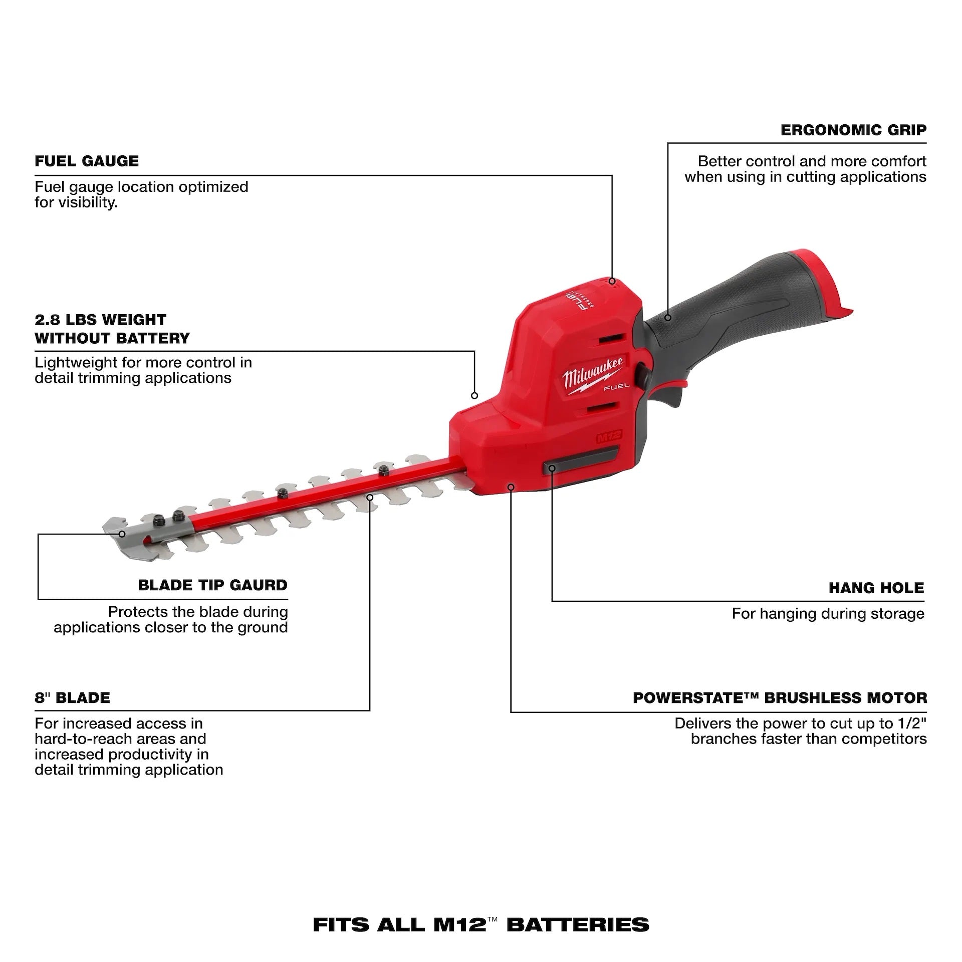 Milwaukee 2533-20 M12 Fuel Hedge Trimmer Bare