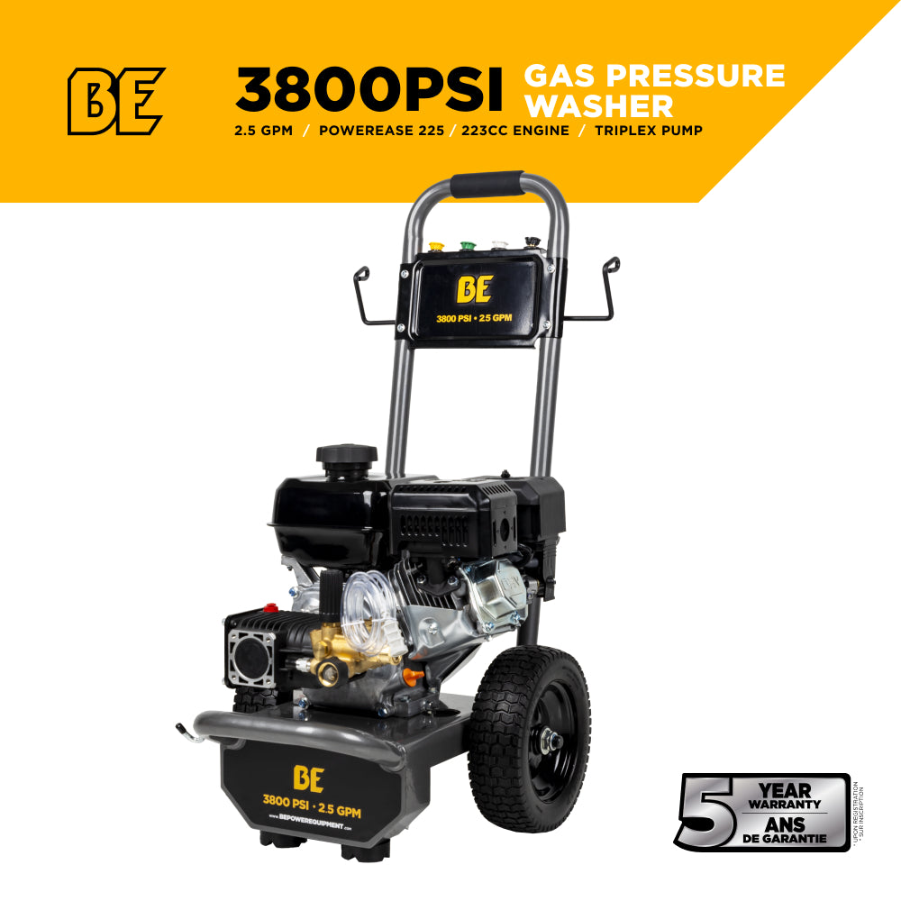 BE B3875PA 3,800 PSI 2.5 GPM Cold Water Gas Pressure Washer