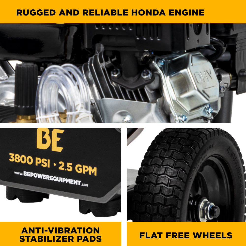 BE B3875PA 3,800 PSI 2.5 GPM Cold Water Gas Pressure Washer