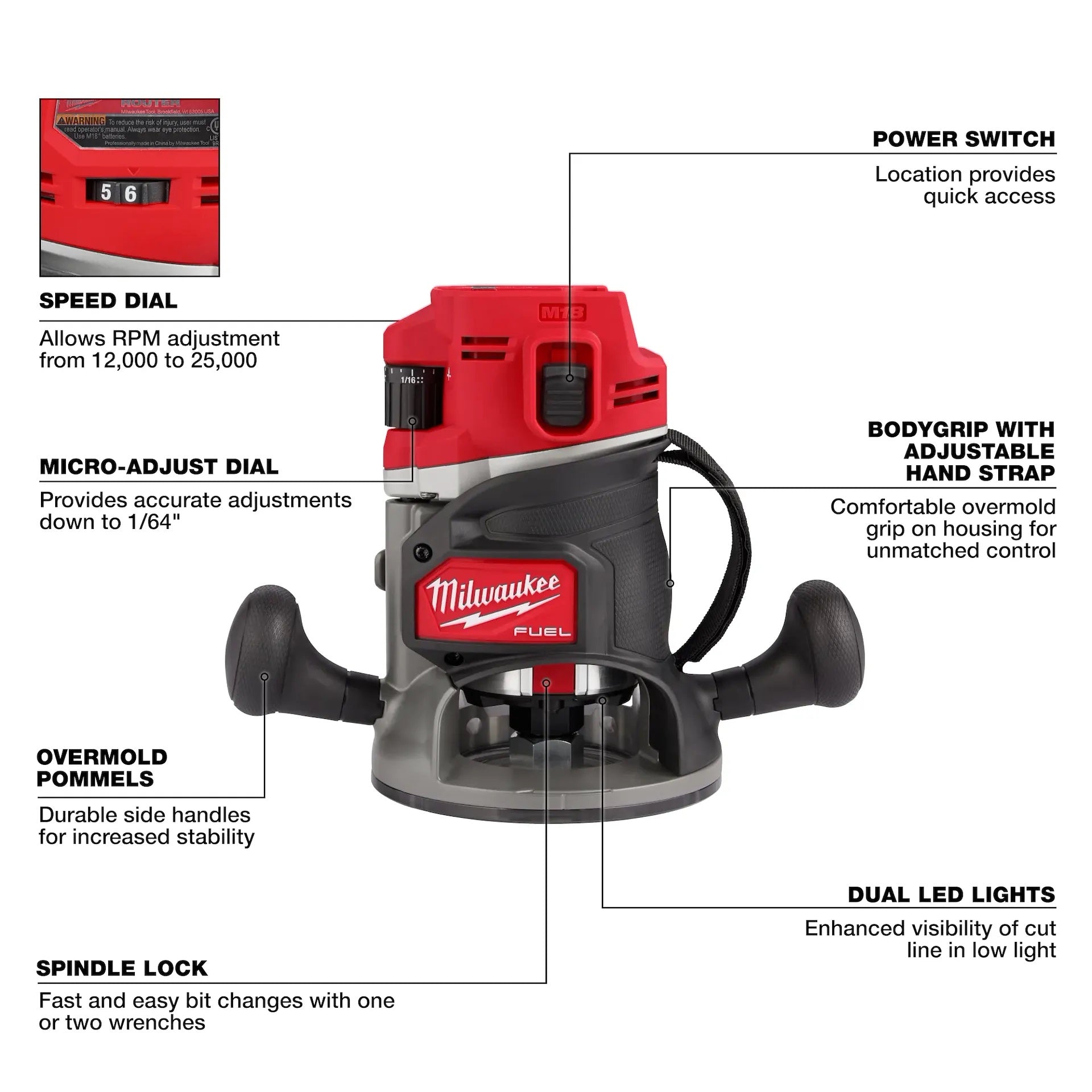 Milwaukee 2838-20 M18 Fuel Router Bare 1/2 in.
