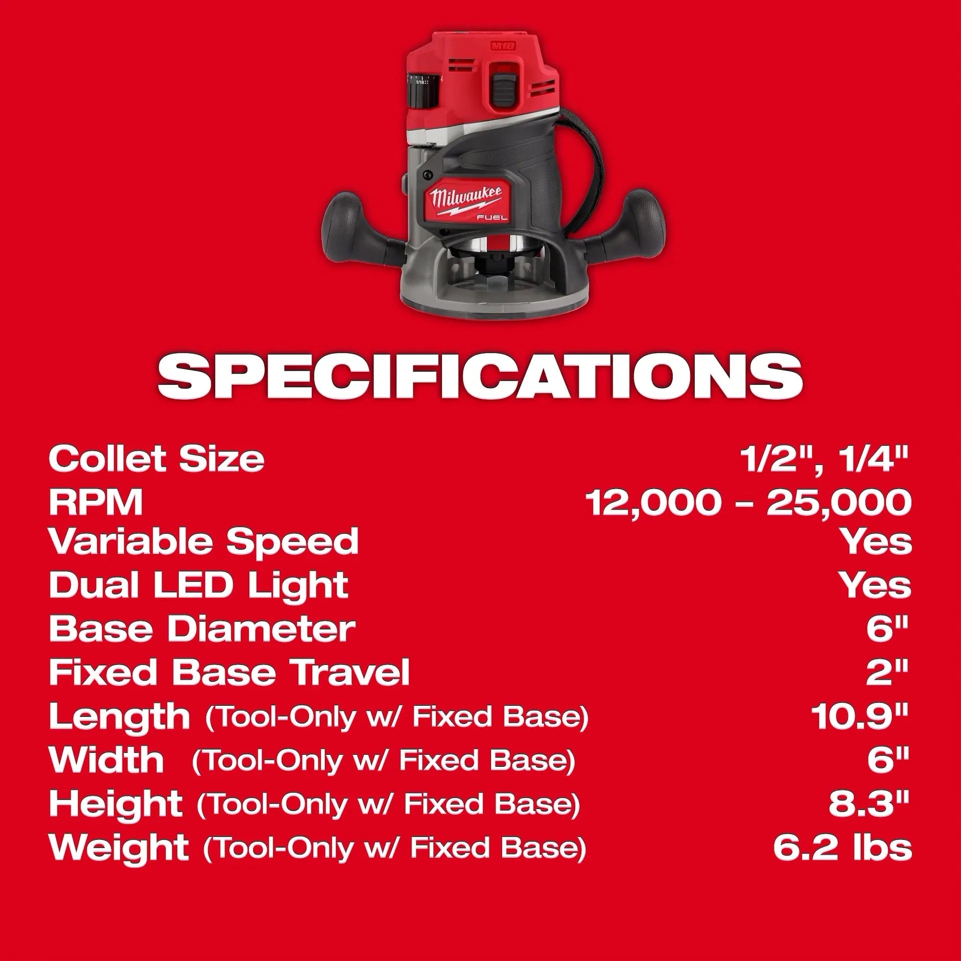 Milwaukee 2838-20 M18 Fuel Router Bare 1/2 in.