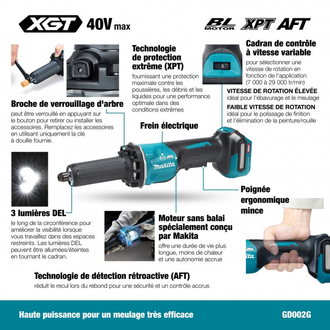 MAKITA GD002GZ 40V Max XGT BL
  1/4 in. Die Grinder w/Paddle Switch, Tool Only