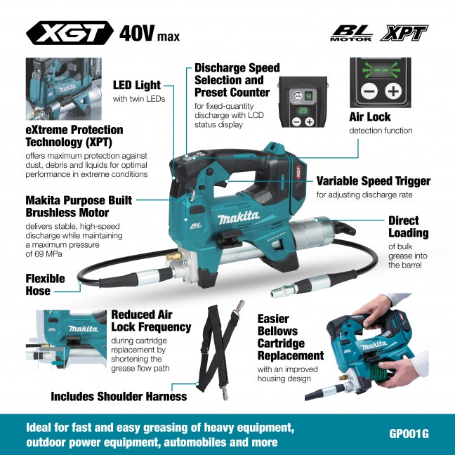 MAKITA GP001GZ 40V Max XGT BL
  Grease Gun, Tool Only