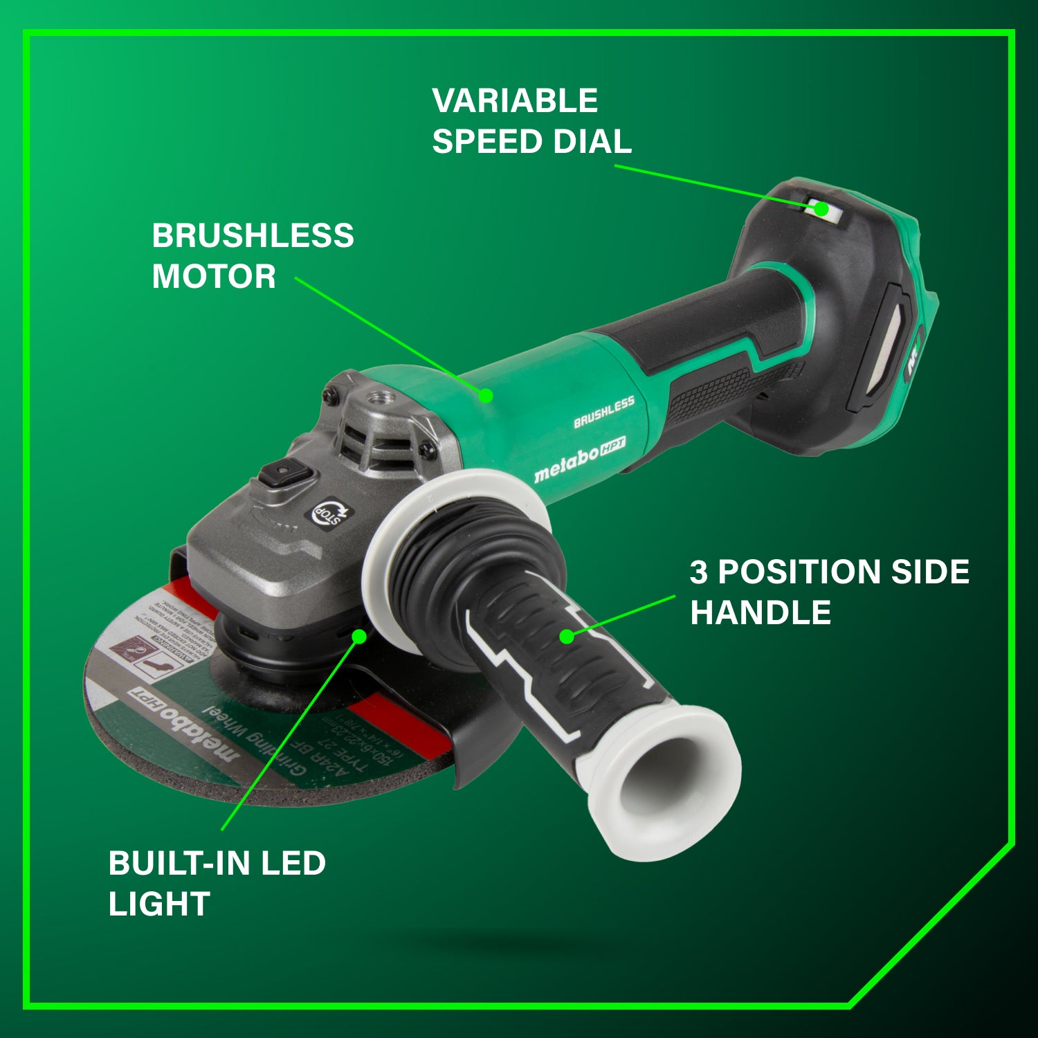 METABO HPT G3615DVFQ6M  36V Vs Grinder, Paddle, Bare 4-1/2 in.-6 in.