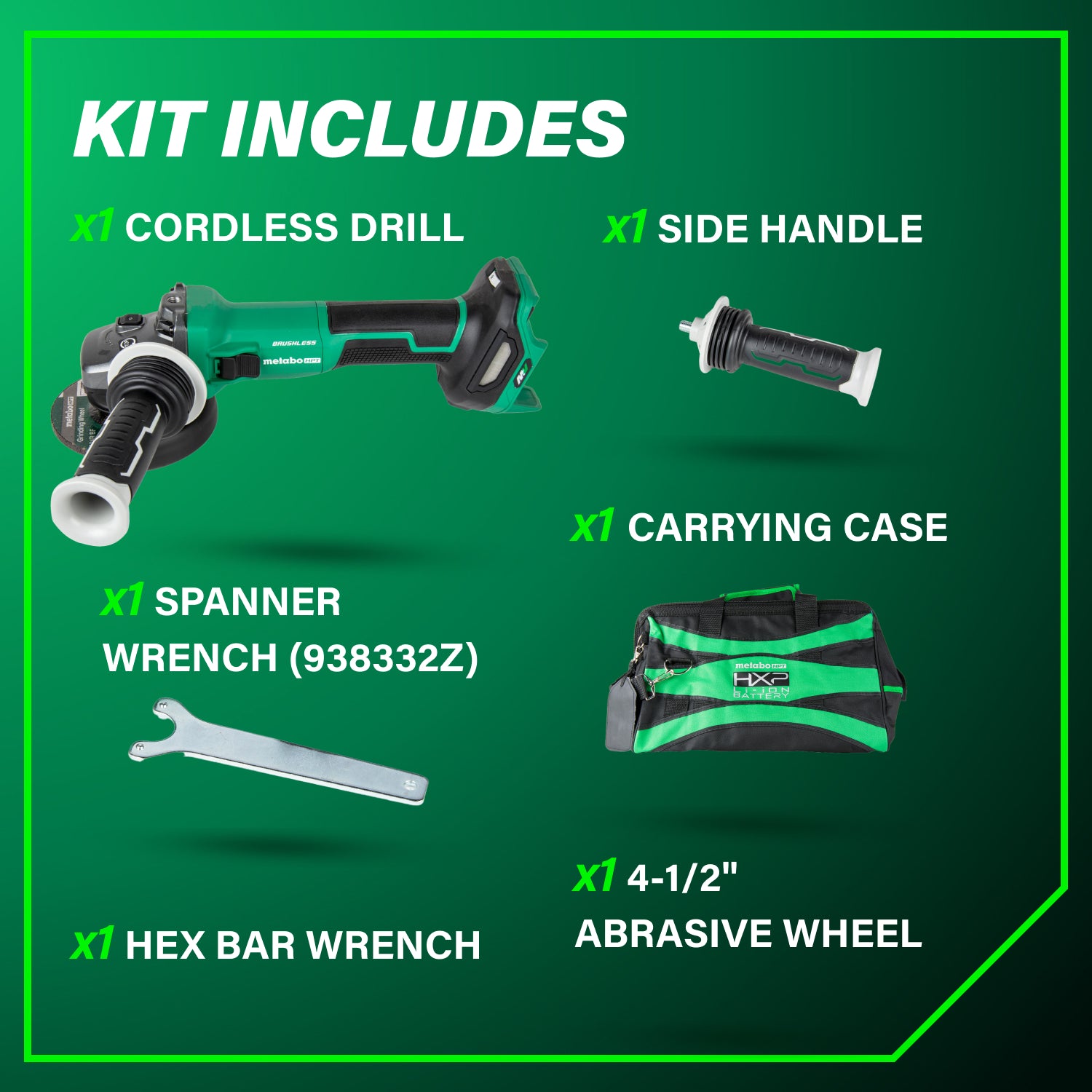 METABO HPT G3612DVEQ6M 36V Vs Grinder, Slide, Bare 4-1/2 in.
