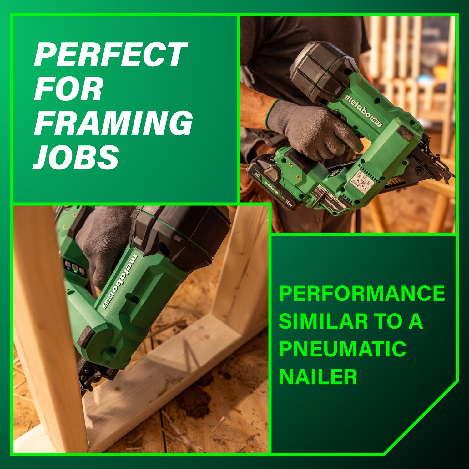 Metabo HPT NR1890DCAM 18V MultiVolt Cordless 30 Degree 3-1/2 in. Paper Tape Framing Nailer (1x4.0Ah)