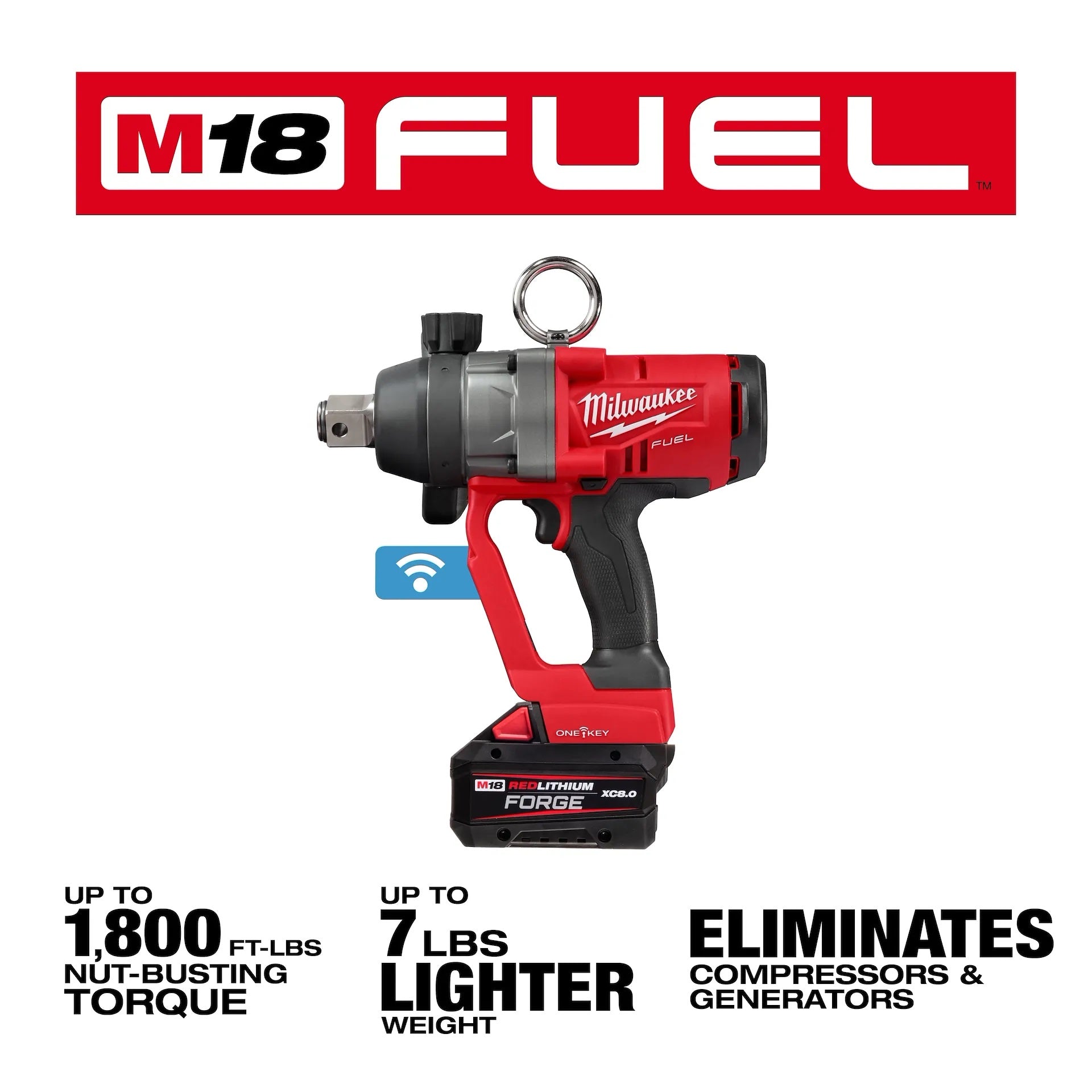 MILWAUKEE 2867-22 M18 FUEL™ 1 in. High Torque Impact Wrench w/ ONE-KEY™ Kit