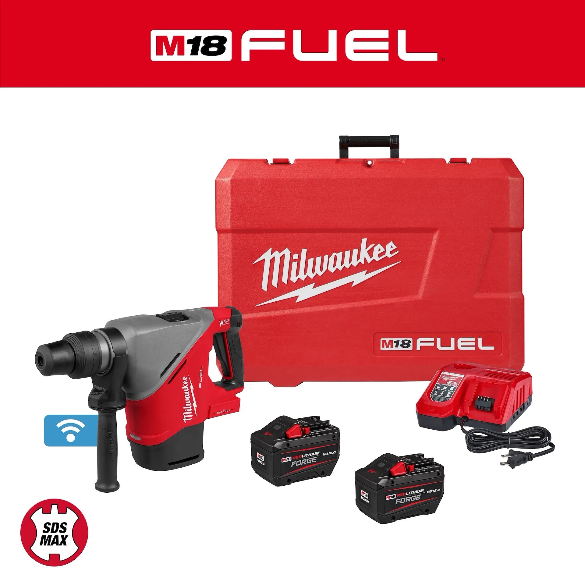 Milwaukee 2917-22HD M18 FUEL™ 1-9/16 in. SDS Max Rotary Hammer Kit w/ ONE KEY™