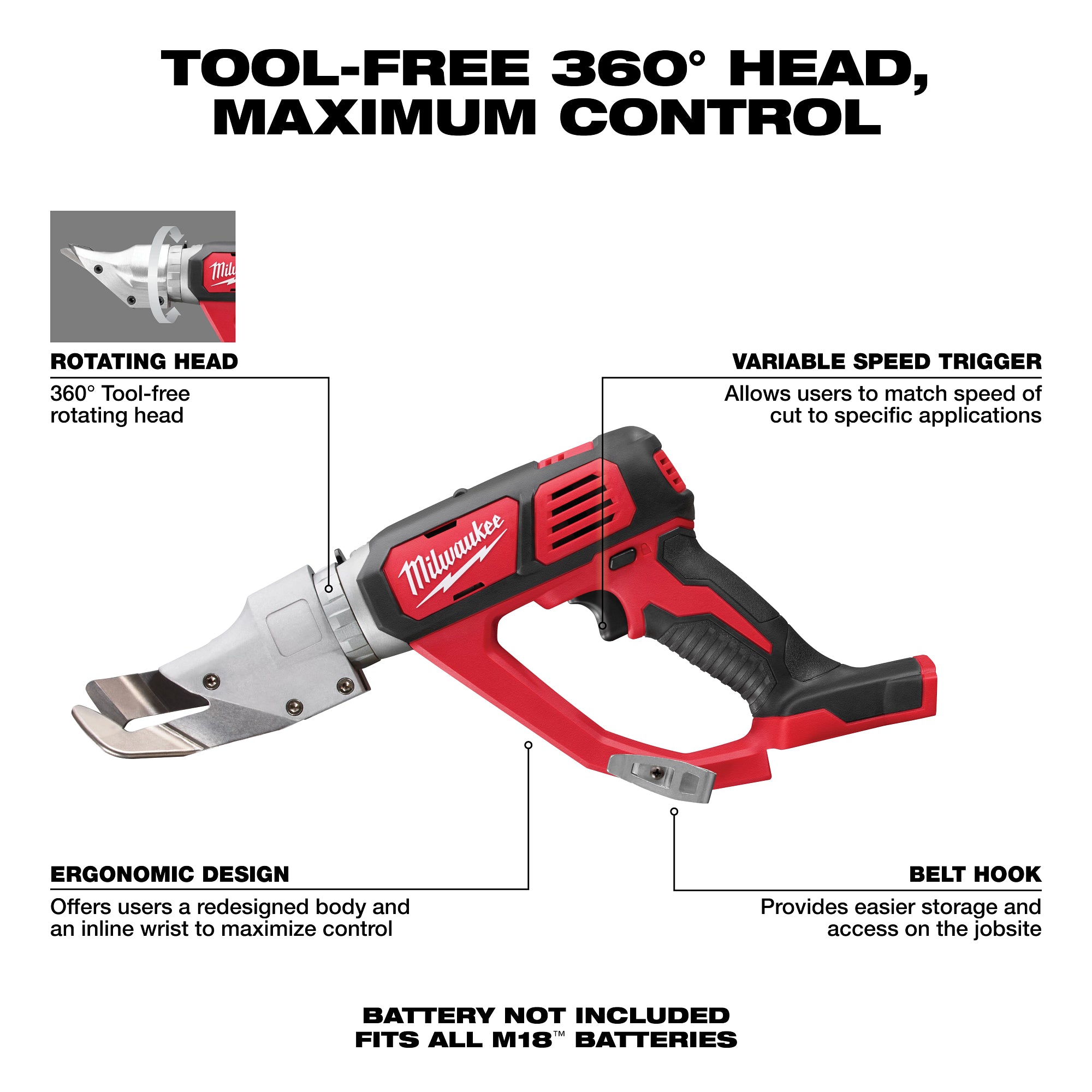 Milwaukee 2637-20 M18 18Ga Shear Bare
