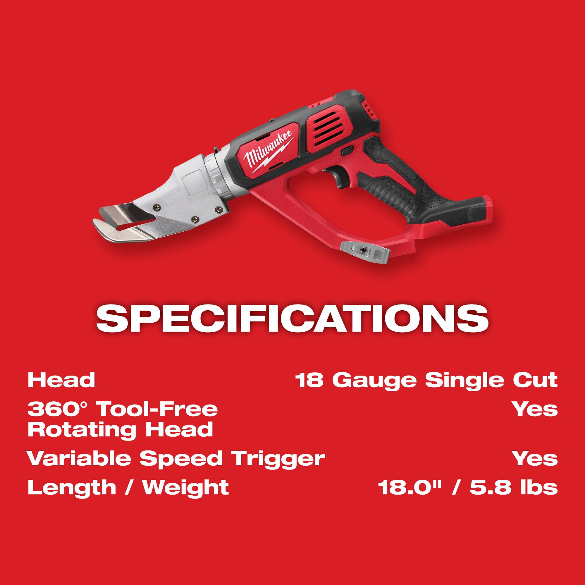 Milwaukee 2637-20 M18 18Ga Shear Bare