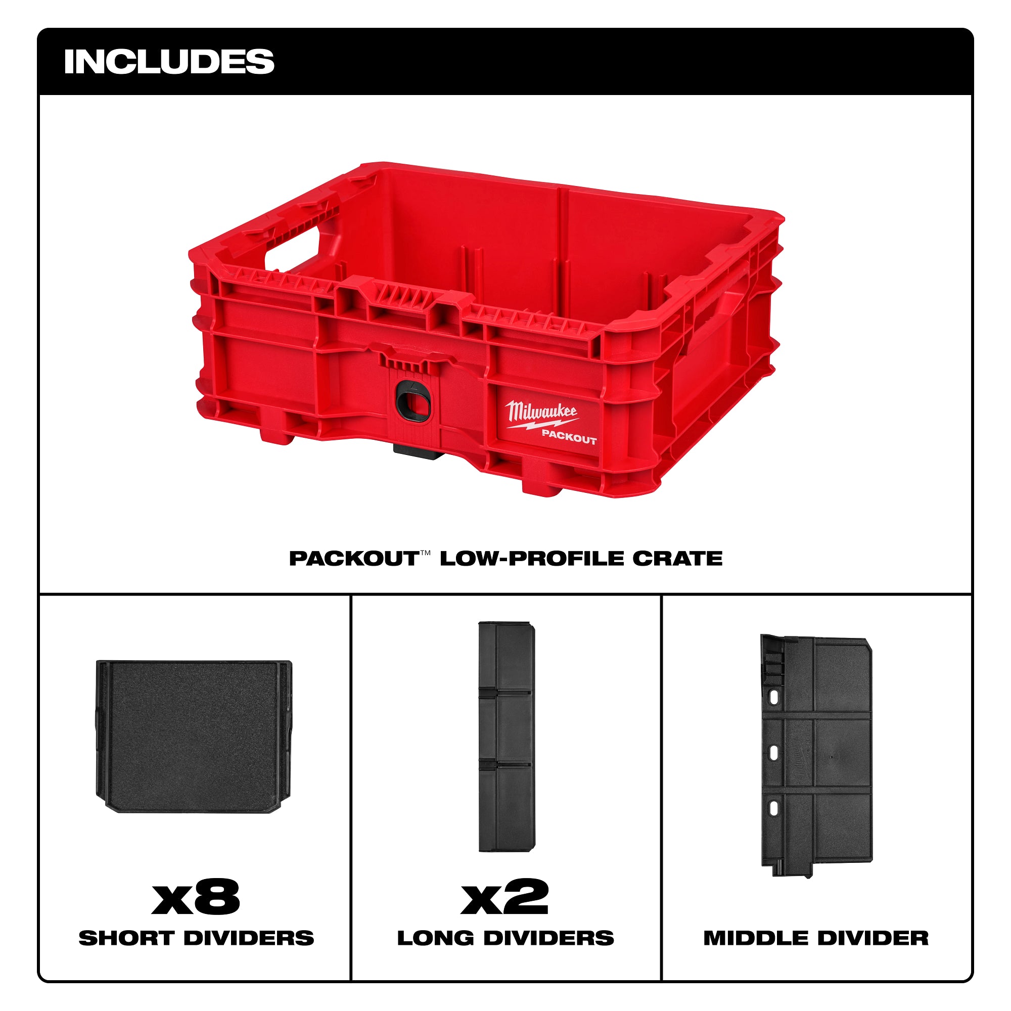 Milwaukee 48-22-8438 Packout Tool Box Low-Profile Crate