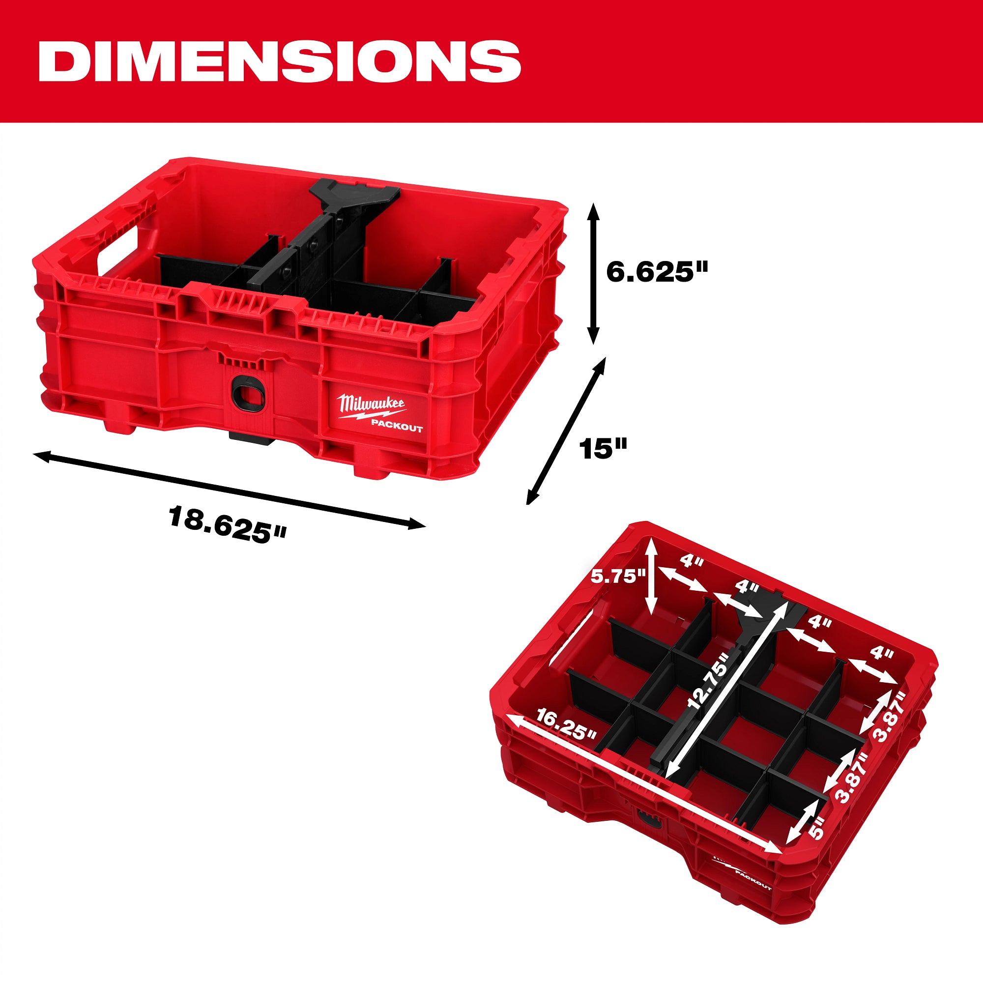 Milwaukee 48-22-8438 Packout Tool Box Low-Profile Crate