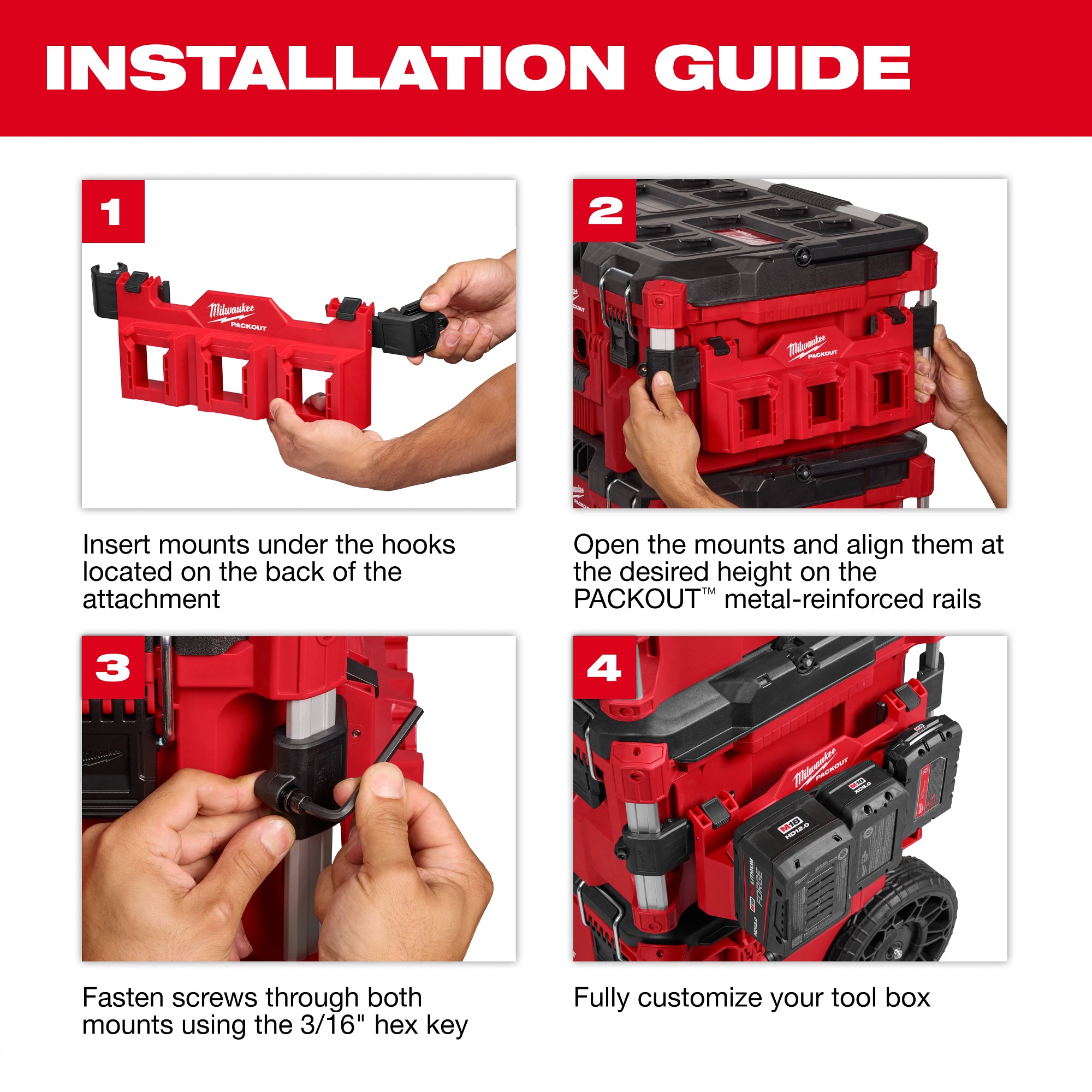 Milwaukee 48-22-8601 Packout Tool Tox Attachment Mount 2Pk